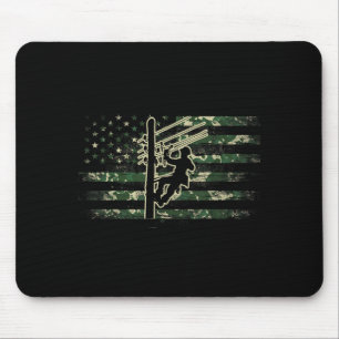 Lineman American Flag Electric Cable Lineman USA Mouse Pad