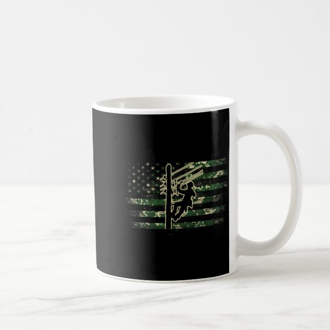 Lineman american flag electric cable lineman usaLi Coffee Mug (Right)