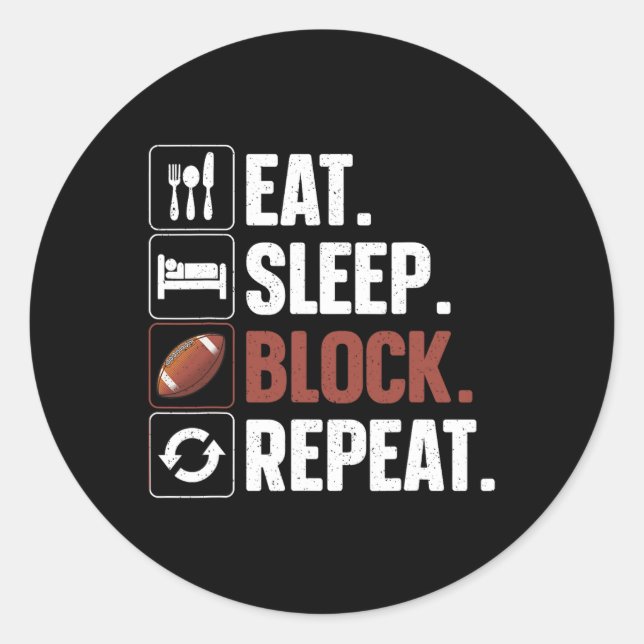 Lineman Art For Men Women Football Player Offensiv Classic Round Sticker (Front)