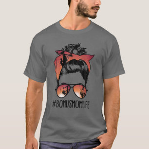 Lineman Bonus Mom Life Messy Bun Hair Bandana Moth T-Shirt