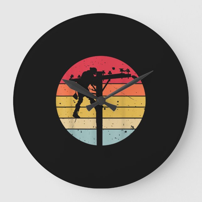 Lineman Electrician Gift Large Clock (Front)