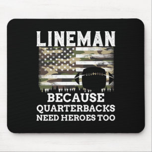 Lineman Football Gift Patriotic American Flag Camo Mouse Pad