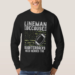 Lineman Football Patriotic USA American Flag Camou T-Shirt
