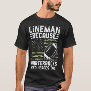 Lineman Football Patriotic USA American Flag Camou T-Shirt