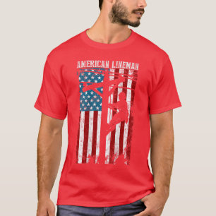 Lineman gifts American Electric Cable Patriotic Li T-Shirt