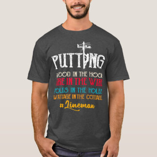 Lineman Gifts Funny Line Worker Image On Back Of   T-Shirt