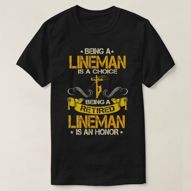 Lineman Gifts Line Worker Image On Back Of  T-Shirt (Design Front)