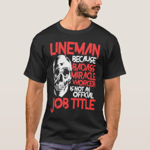 Lineman Job Title American Electrician Cable Wire T-Shirt
