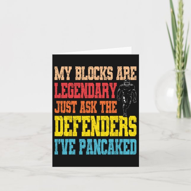 Lineman Legendary Pancake Blocks Funny Football Pl Card (Front)