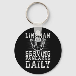 Lineman Serving Pancakes Daily Football Lineman  Key Ring