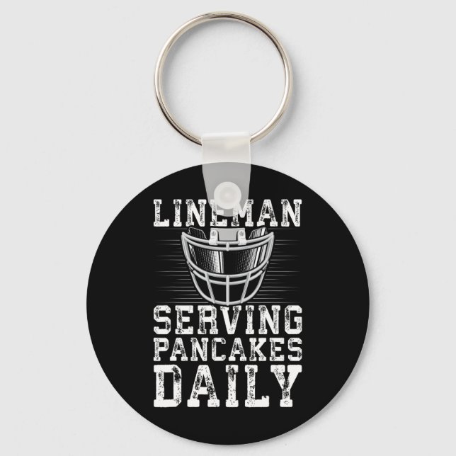 Lineman Serving Pancakes Daily Football Lineman  Key Ring (Front)