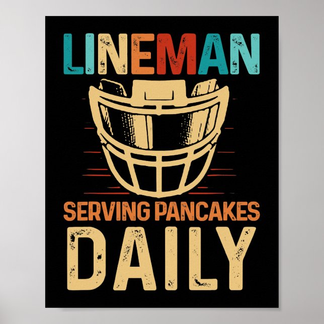 Lineman Serving Pancakes Daily Football Offensive  Poster (Front)