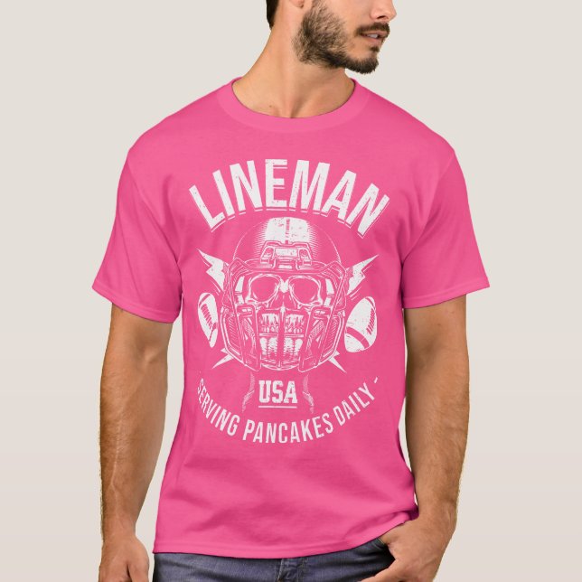 Lineman Serving Pancakes Daily Football Offensive  T-Shirt (Front)