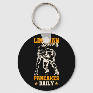 Lineman Serving Pancakes Daily Funny Football Play Key Ring