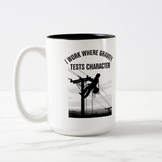 Lineman Silhouette Minimalist Electrical Worker Two-Tone Coffee Mug