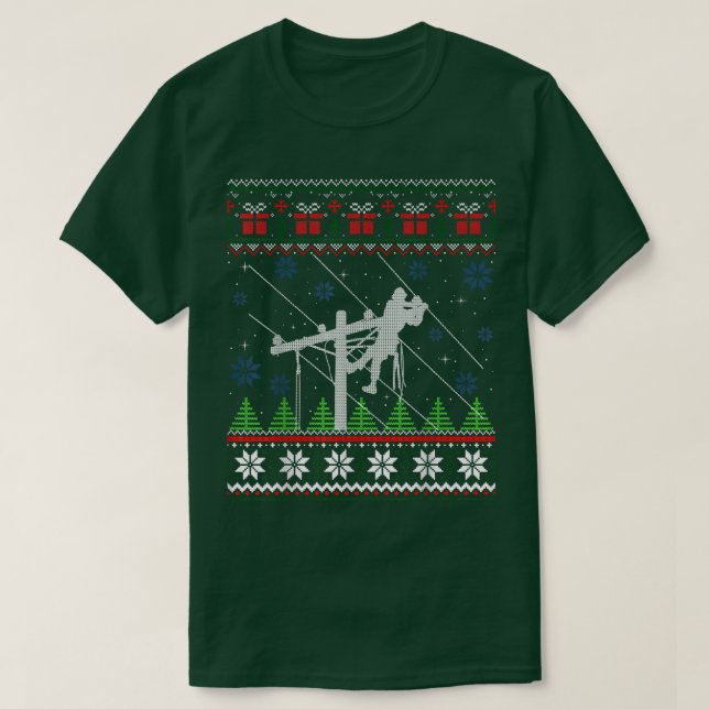 Lineman Ugly Christmas Sweater Gifts For Women Men (Design Front)