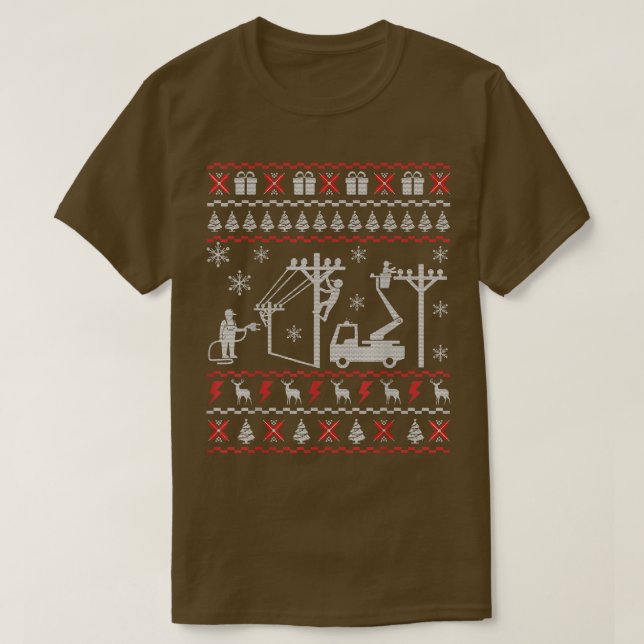 Lineman Ugly Christmas Sweater Gifts For Women Men (Design Front)