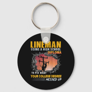 Lineman Using A High School Diploma To Fix (on Bac Key Ring