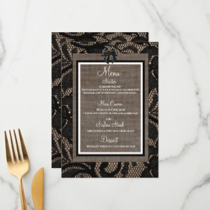 Linen and lace black, white burlap Lenin menu