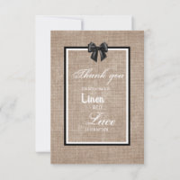 Linen and lace thank you card