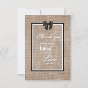Linen and lace thank you card