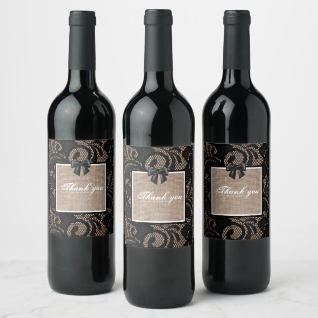 Linen and lace wine label (Bottles)