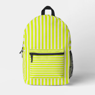 Linen and Neon Yellow Cool Striped Printed Backpack