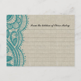 Linen and Teal Lace Personalised Recipe Cards