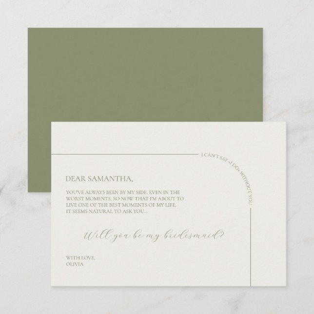 Linen Arch Minimalist Bridesmaid Proposal Card (Front/Back)
