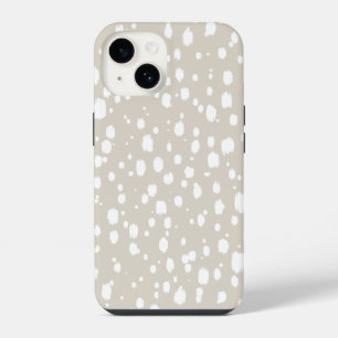 Linen Beige Abstract Scattered Dots iPhone 14 Case