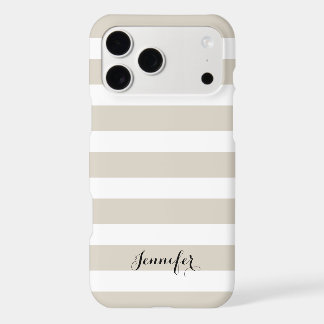 Linen Beige and Black Classic Stripes Monogram