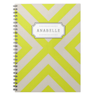 Linen Beige and Lime Mod X Chevron Monogram Notebook