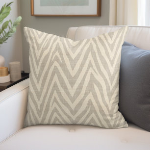 Linen Beige and Taupe Zebra Print Cushion