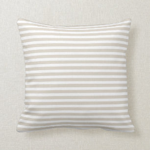 Linen Beige and White Nautical Stripes Cushion