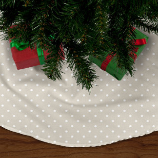 Linen Beige Cute Polka Dots Brushed Polyester Tree Skirt