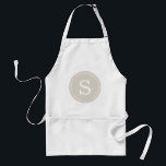 Linen Beige Dotted Circle Monogram Standard Apron<br><div class="desc">Chic Classic Preppy Personalised Monogram in a Circle Frame with Cute Polka Dotted Border</div>