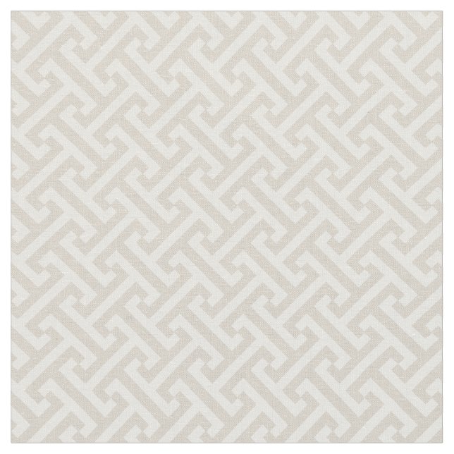 Linen Beige Greek Key Pattern Fabric (Close Up)