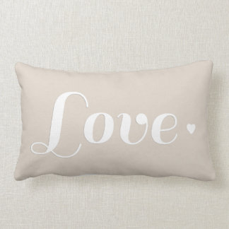 Linen Beige Love Heart Lumbar Cushion