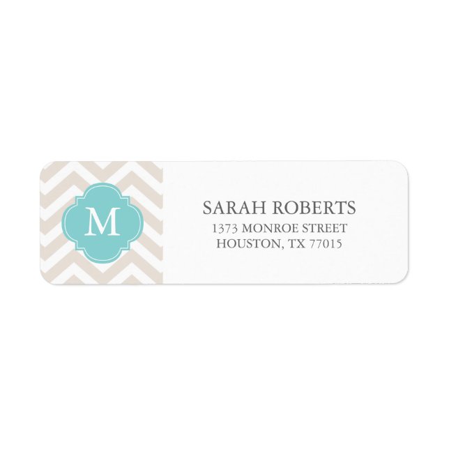 Linen Beige & Mint Zigzags Pattern Monogram (Front)
