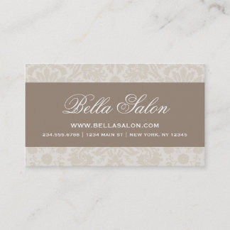 Linen Beige & Mocha Brown Elegant Vintage Damask Business Card