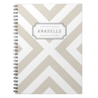 Linen Beige Mod X Chevron Monogram Spiral Notebook