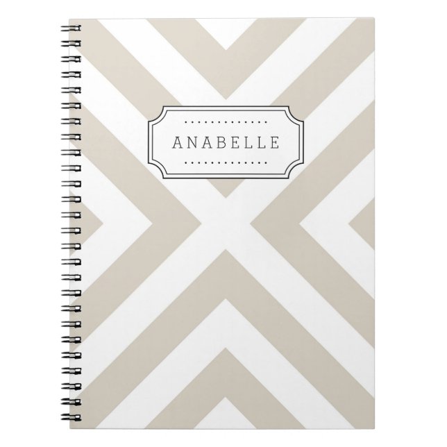 Linen Beige Mod X Chevron Monogram Spiral Notebook (Front)