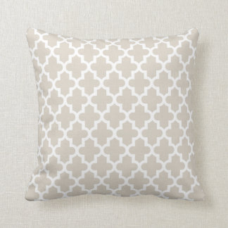 Linen Beige Modern Moroccan Pattern Cushion