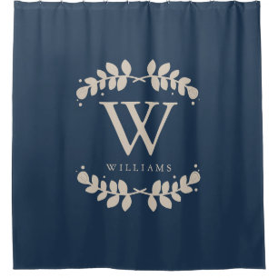 Linen Beige Monogram Shower Curtain
