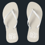 Linen Beige Preppy Script Monogram Jandals<br><div class="desc">PLEASE CONTACT ME BEFORE ORDERING WITH YOUR MONOGRAM INITIALS IN THIS ORDER: FIRST, LAST, MIDDLE. I will customise your monogram and email you the link to order. Please wait to purchase until after I have sent you the link with your customised design. Cute preppy flip flip sandals personalised with a...</div>