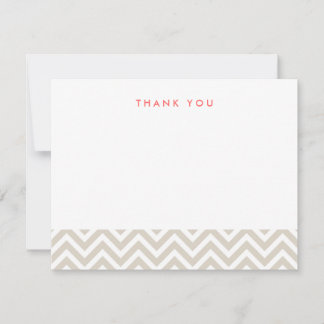 Linen Beige Simple Chevron Thank You Note Cards