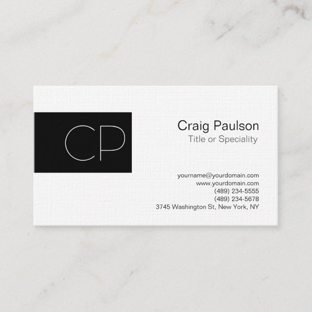 Linen Black Unique Amazing Monogram Business Card (Front)