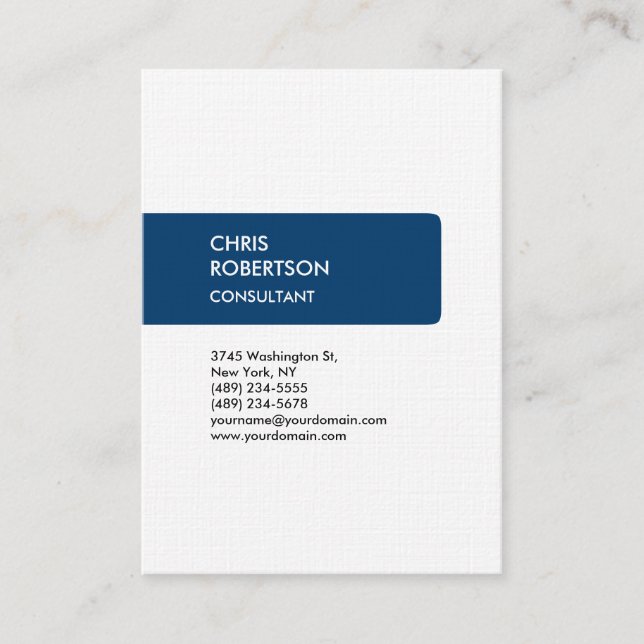 Linen Blue Attractive Chubby Business Card (Front)