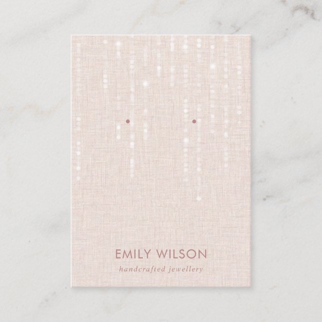 LINEN BLUSH LIGHT STRINGS STUD EARRING DISPLAY  BUSINESS CARD (Front)