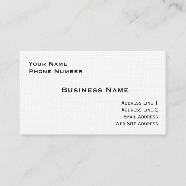 Linen Business Card (White) (Front)